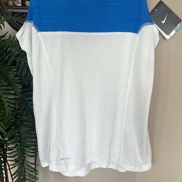 Brand New Nike Dri-Fit Retro Mesh White & Blue Stripe Tank Top Sporty Workout - Picture 5 of 14